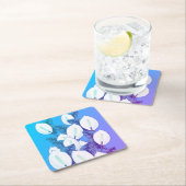 Witte Vredeslelie Illustratie Bord Blauw Paarse Kartonnen Onderzetters (Insitu)