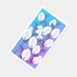 Witte Vredeslelie Illustratie Bord Blauw Paarse Servet