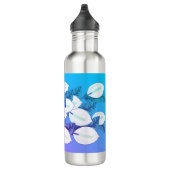 Witte Vredeslelie Illustratie Bord Blauw Paarse Waterfles (Rechts)