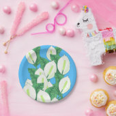 Witte Vredeslelie Illustratie Lichtblauw Papieren Bordje (Feest)