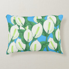 Witte vredesleugens op bleke blauwe achtergrond accent kussen