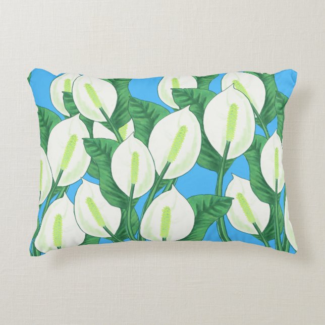 Witte vredesleugens op bleke blauwe achtergrond accent kussen (Voorkant)