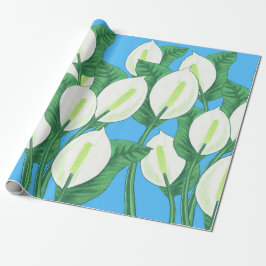 Witte vredesleugens op bleke blauwe achtergrond cadeaupapier