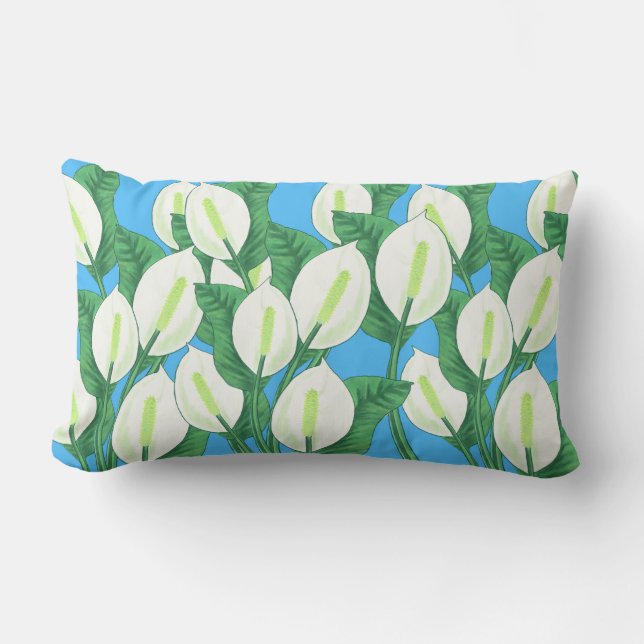 Witte vredesleugens op bleke blauwe achtergrond kussen (Voorkant)