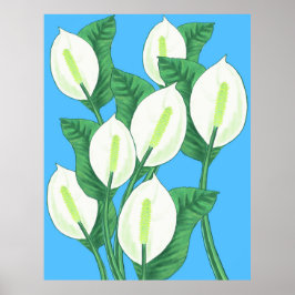 Witte vredesleugens op bleke blauwe achtergrond poster