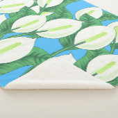 Witte vredesleugens op bleke blauwe achtergrond sherpa deken (3/4)