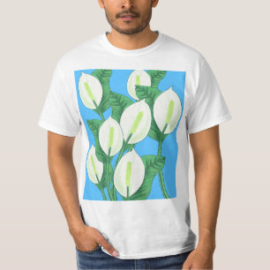 Witte vredesleugens op bleke blauwe achtergrond t-shirt