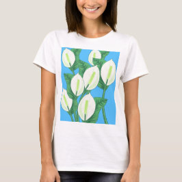 Witte vredesleugens op bleke blauwe achtergrond t-shirt