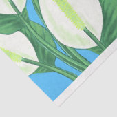 Witte vredesleugens op bleke blauwe achtergrond tissuepapier (Detail)