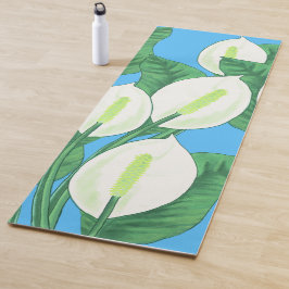 Witte vredesleugens op bleke blauwe achtergrond yogamat