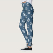 Witte vredessymbolen op de diepe hemel leggings (Links)