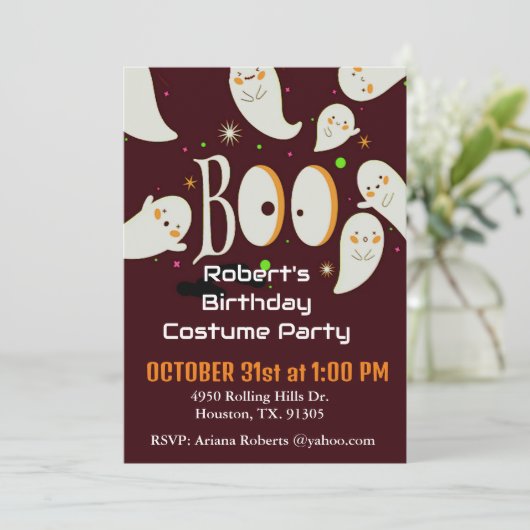 Witte Vriendelijke Geesten Verjaardag Halloween Pa Kaart (Staand voorkant)