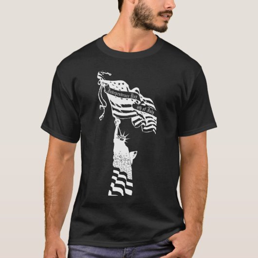 Witte Vrijheidsvlag op 4 juli T-shirt (Voorkant)