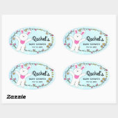 Witte Vrolijke Bunny Woodland Blauwe Envelopzegel Ovale Sticker (Vel)