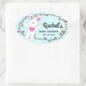Witte Vrolijke Bunny Woodland Blauwe Envelopzegel Ovale Sticker (Tas)