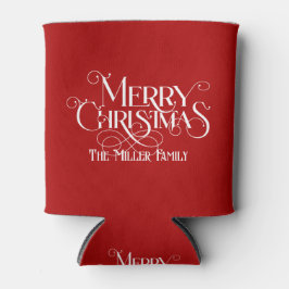 Witte vrolijke kerst feestelijke retro typografie blikjeskoeler