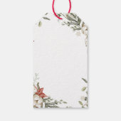 Witte vrolijke kerst | Winter bloemen en goud Cadeaulabel (Achterkant)