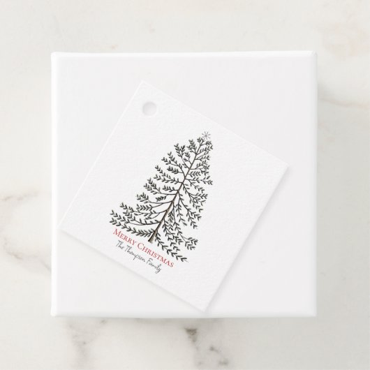 Witte Vrolijke Kerstboom Gift Label (In situ)