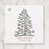 Witte Vrolijke Kerstboom Gift Label (Voorkant)