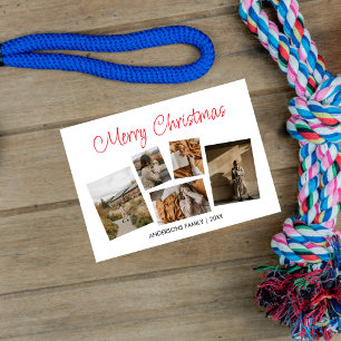Witte Vrolijke Kerstfoto Collage Feestdagenkaart