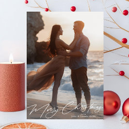 Witte Vrolijke Kerstmis Elegante Splendor Foto Feestdagenkaart