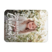 Witte Vrolijke Kerstmis Vakantie Foto Magneet (Horizontaal)