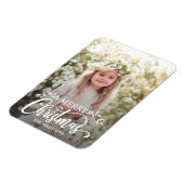 Witte Vrolijke Kerstmis Vakantie Foto Magneet (Linkerzijde)