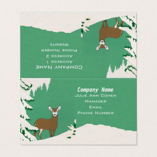 Witte Vrouw Der Pine Boom Sneeuwgroen Visitekaartje (Buitenkant ongevouwen)