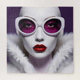 Witte vrouw met Paarse lenzen Legpuzzel