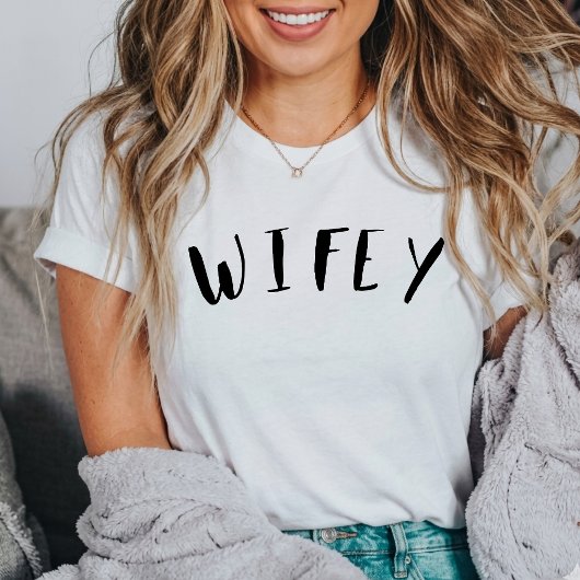 witte vrouw moderne script T-shirt