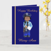 Witte Vrouw politieman Birthday Kaart (Gele Bloem)