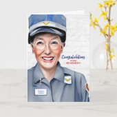 Witte Vrouw Postal Carrier Pensioen Kaart (Gele Bloem)