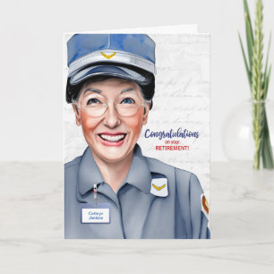 Witte Vrouw Postal Carrier Pensioen Kaart