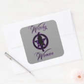 Witte vrouw silhouet met pentacel vierkante sticker (Envelop)