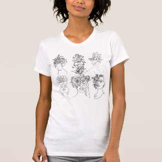 Witte vrouw T-shirt met verschillende gezichten