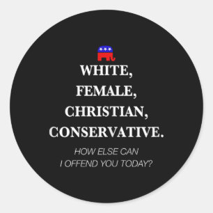 Witte Vrouwelijke Christelijke Conservatieve Repub Ronde Sticker