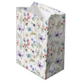 Witte Vrouwelijke Waterverf Wildflower Pattern Medium Cadeauzakje (Achterkant Gekanteld)