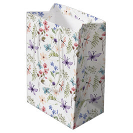 Witte Vrouwelijke Waterverf Wildflower Pattern Medium Cadeauzakje