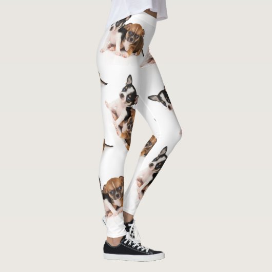 Witte vrouwen Leggings met foto van Chihuahua (Rechts)