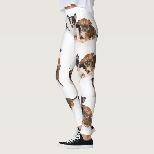 Witte vrouwen Leggings met foto van Chihuahua (Links)