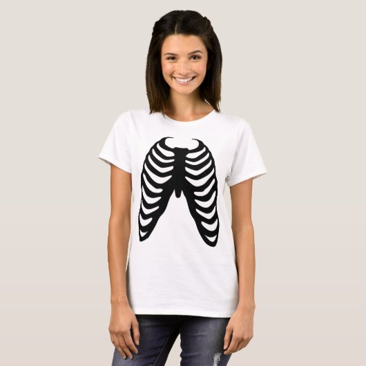 Witte vrouwen T-shirt met borstprint (Voorkant volledig)