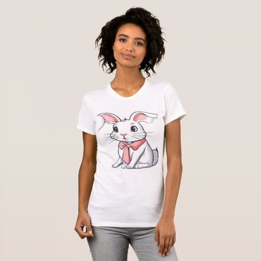 Witte Vrouwen T-shirt met mooi konijn 🐰 (Voorkant volledig)