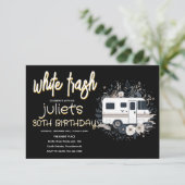 Witte vuilnis 30ste verjaardagsuitnodigingen kaart (Staand voorkant)