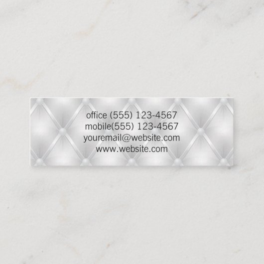 Witte vulling met toegevoegd materiaal mini visitekaartje (Achterkant)