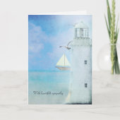 Witte vuurtoren en zeilboot sympathie kaart (Voorkant)