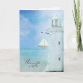 Witte vuurtoren en zeilboot sympathie kaart (Voorkant)