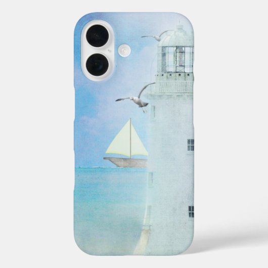 Witte vuurtoren met zeilboot Case-Mate iPhone case (Achterkant)