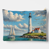 Witte vuurtoren met zeilboot etui (Achterkant)