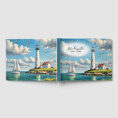 Witte vuurtoren met zeilboot gastenboek (Volledig)