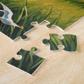 Witte vuurtoren met zeilboot legpuzzel (Zijkant)